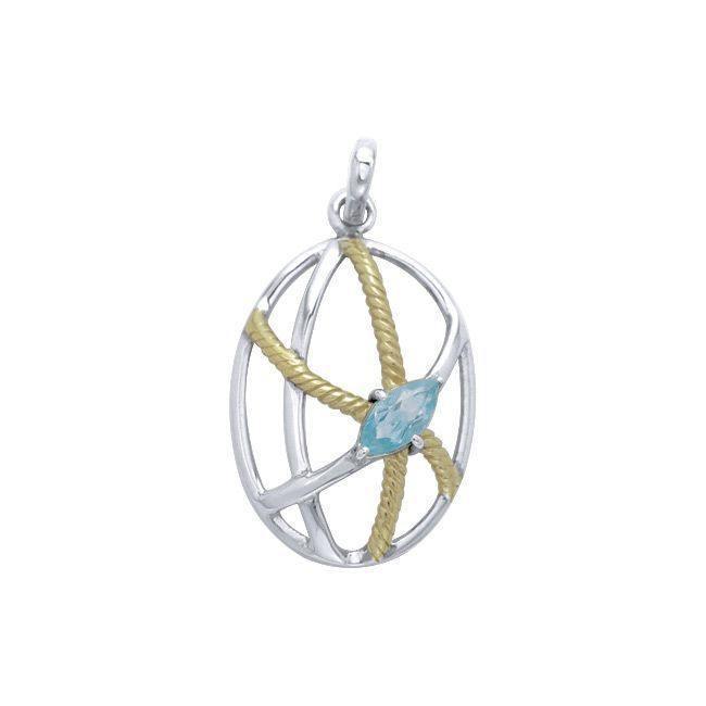 Contemporary Design Sterling Silver and Gold Pendant MPD3552