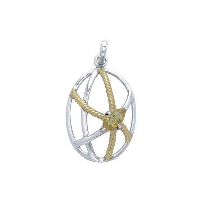 Contemporary Design Sterling Silver and Gold Pendant MPD3552