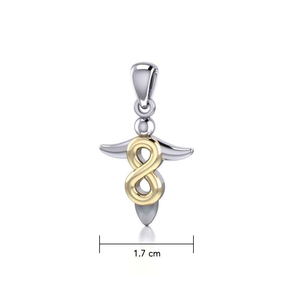 Limitless guidance ~ Infinity Angel Sterling Silver with 14K Gold Accent Pendant MPD3868