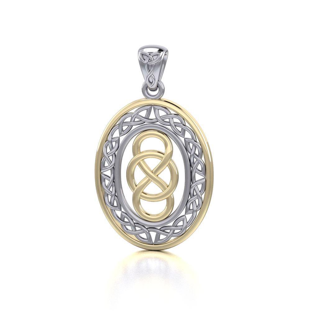The present is eternal ~ Celtic Knotwork Sterling Silver Pendant Jewelry with Gold accent MPD4133
