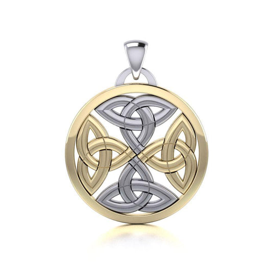 Celtic Trinity Quaternary Knot Silver and Gold Pendant MPD4631