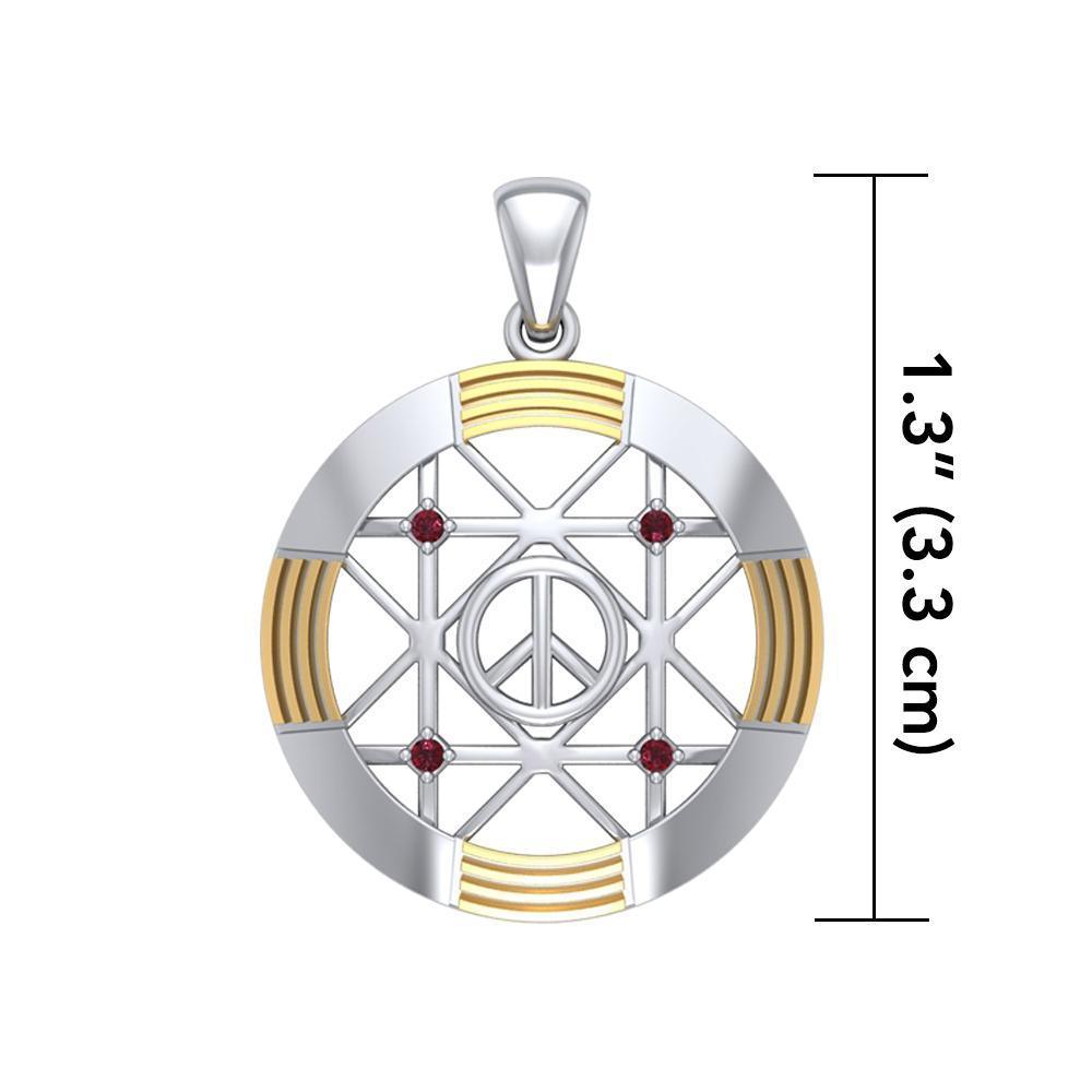 Peace Centralization Sterling Silver Pendant Jewelry with 14K Gold Vermeil Accent and Gemstones MPD5143