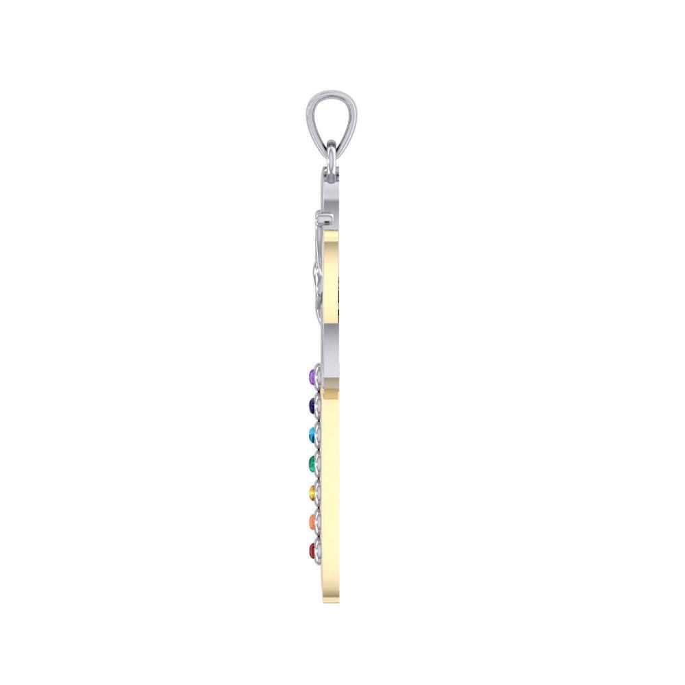 Silver and 14K Gold Trinity Goddess Pendant with Chakra Gemstone MPD5151