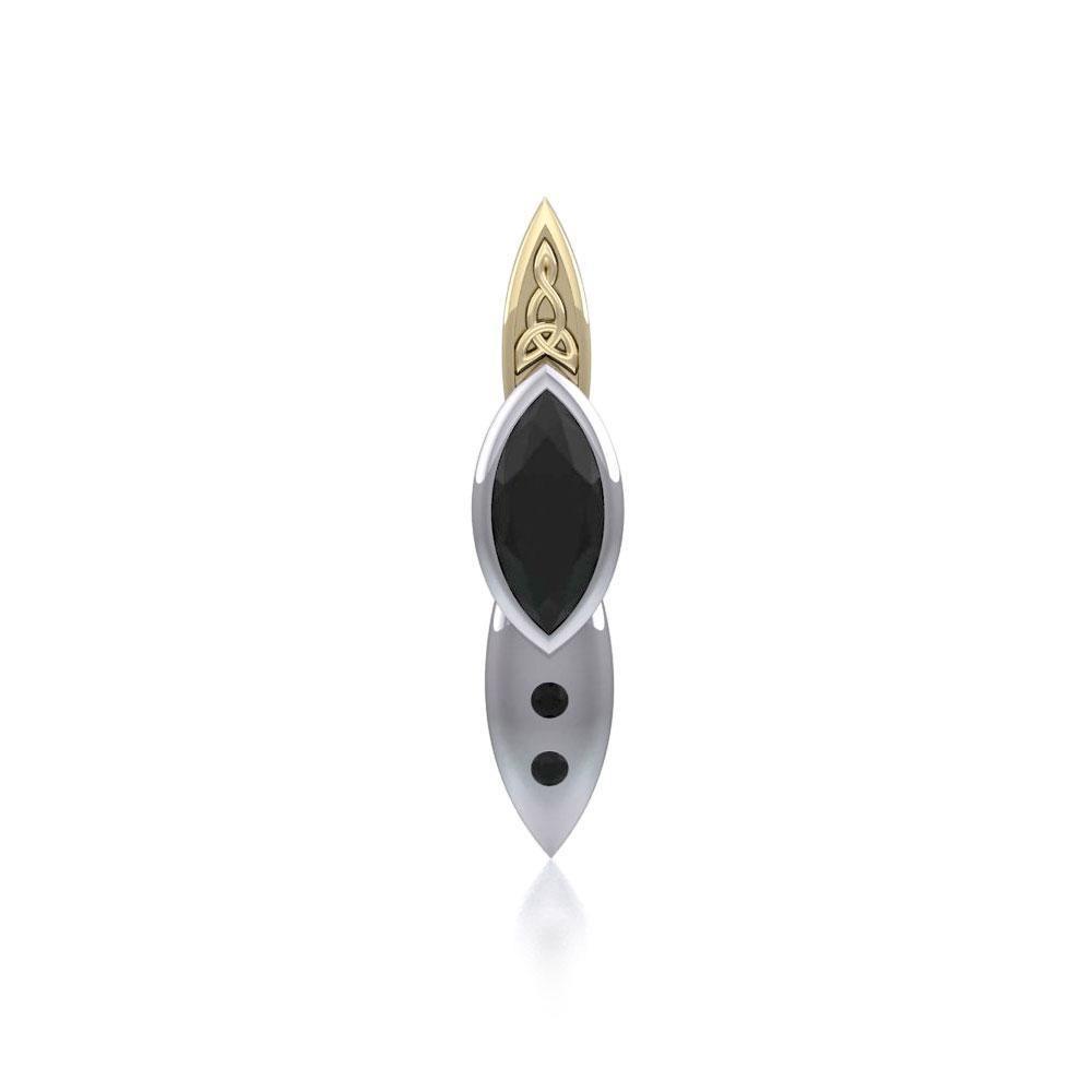 A symbol of eternity in a splendid design ~ Celtic Knotwork Sterling Silver Pendant Jewelry with 18k Gold accent and Gemstone MPD700