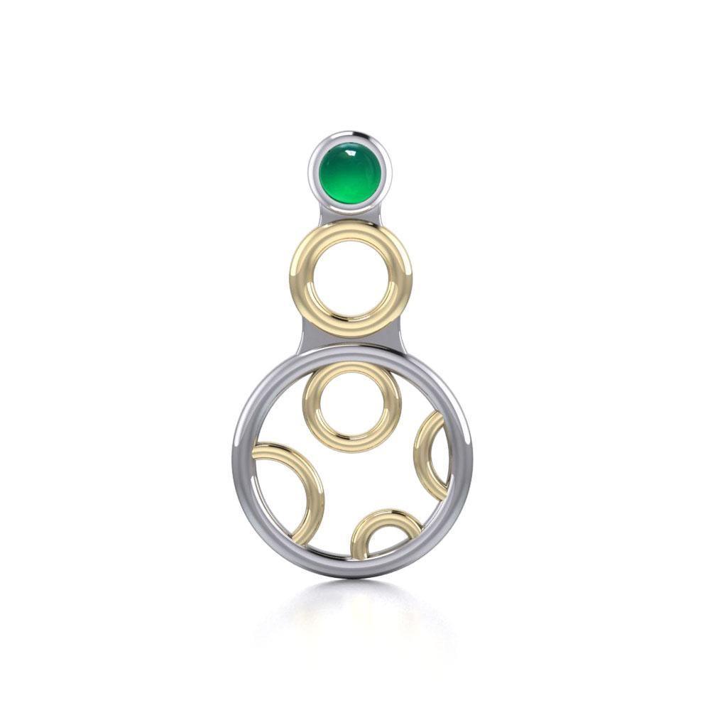 Black Magic Art Deco Circles Silver & Gold Pendant MPD760