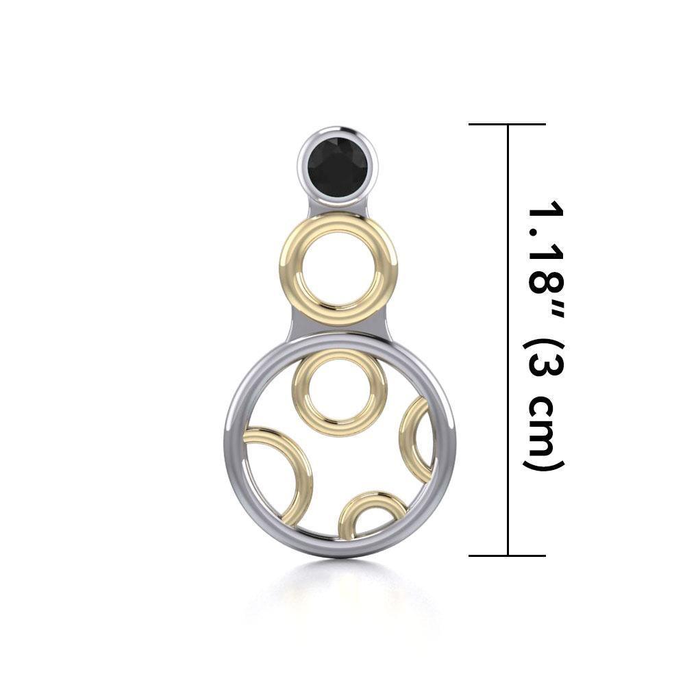 Black Magic Art Deco Circles Silver & Gold Pendant MPD760