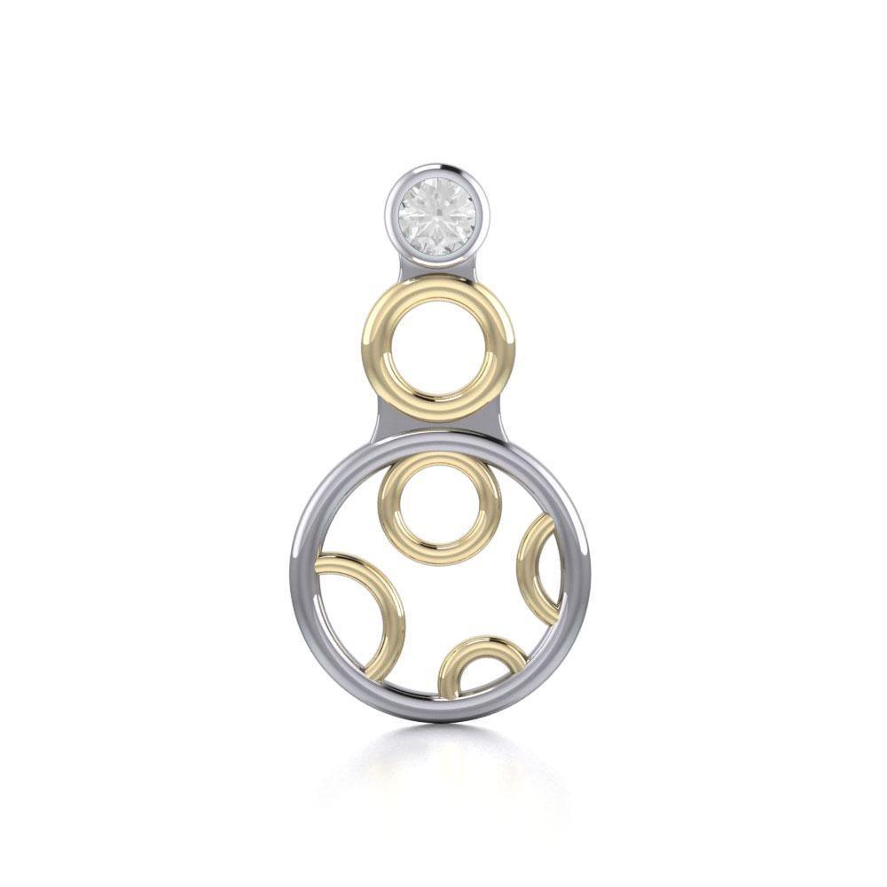 Black Magic Art Deco Circles Silver & Gold Pendant MPD760