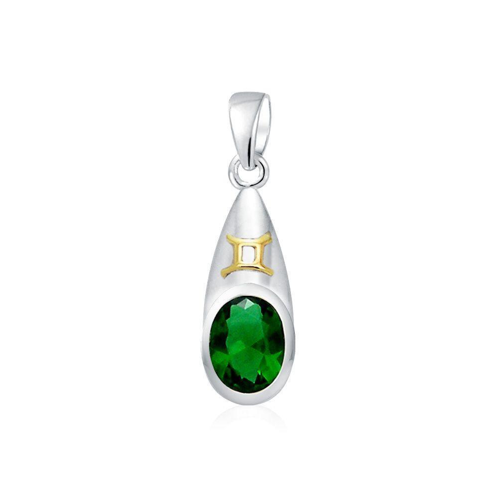 Gemini Zodiac Sign Silver and Gold Pendant MPD848