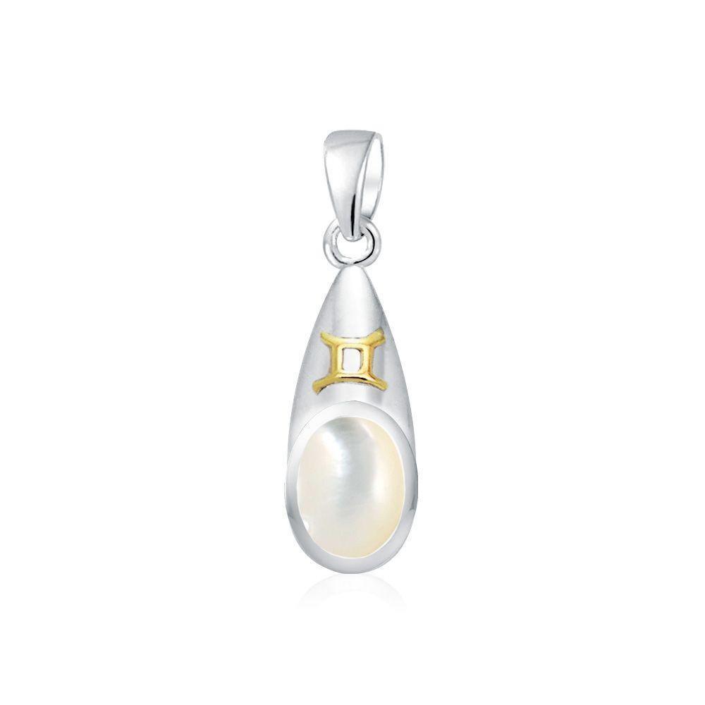 Gemini Zodiac Sign Silver and Gold Pendant MPD848