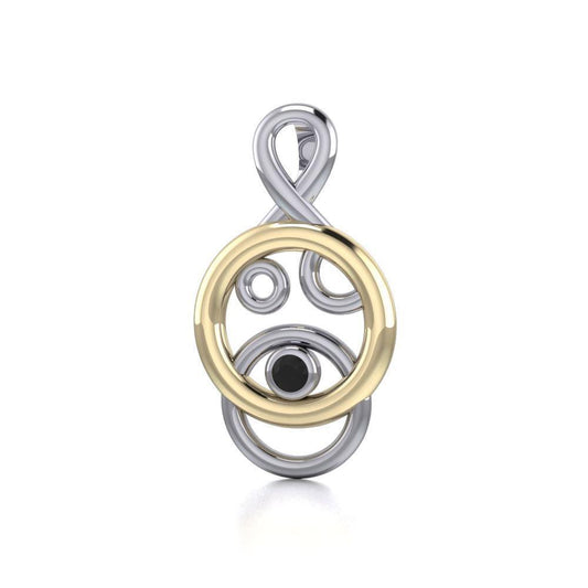 Black Magic Contemporary Silver & Gold Pendant MPD869