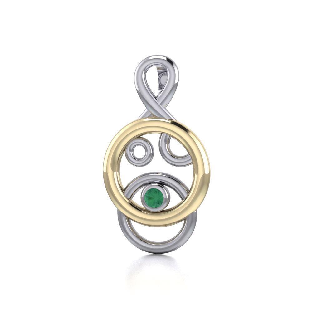 Black Magic Contemporary Silver & Gold Pendant MPD869