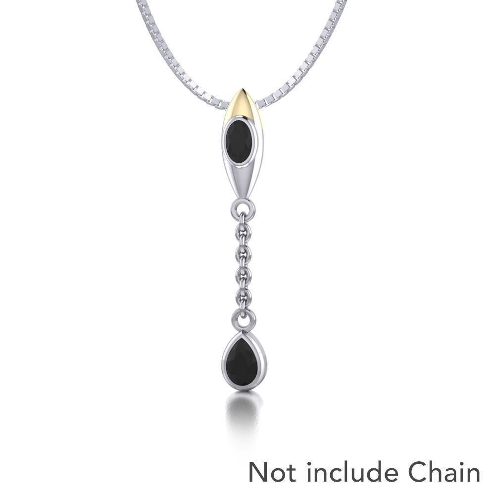 Black Magic Art Deco Silver & Gold Pendant MPD925