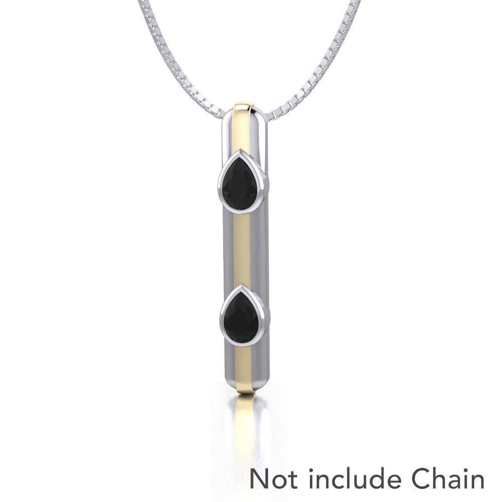 Black Magic Art Deco Silver & Gold Pendant MPD928