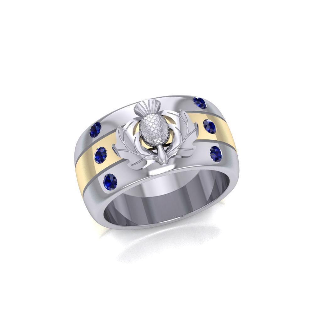 Strong and Beautiful ~ Scottish Thistle Ring with 18k Gold Accent MRI356