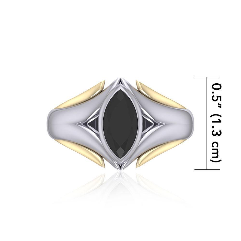 Black Magic Marquis Silver & Gold Ring MRI457