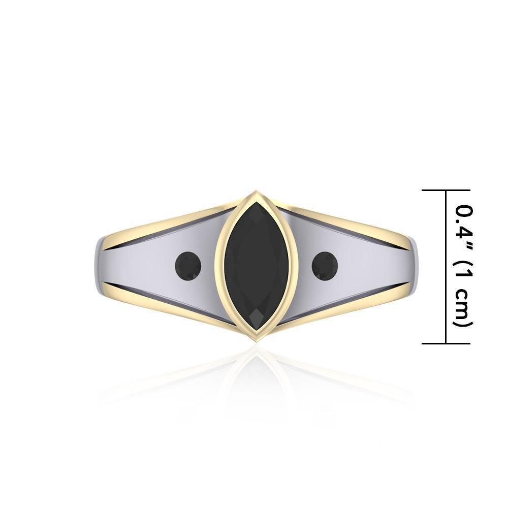 Black Magic Marquis Silver & Gold Ring MRI458