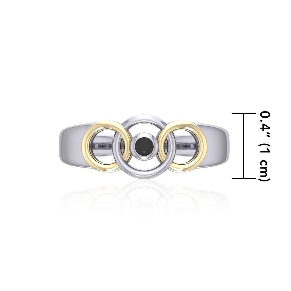 Black Magic Interlocking Circles Silver & Gold Ring MRI461