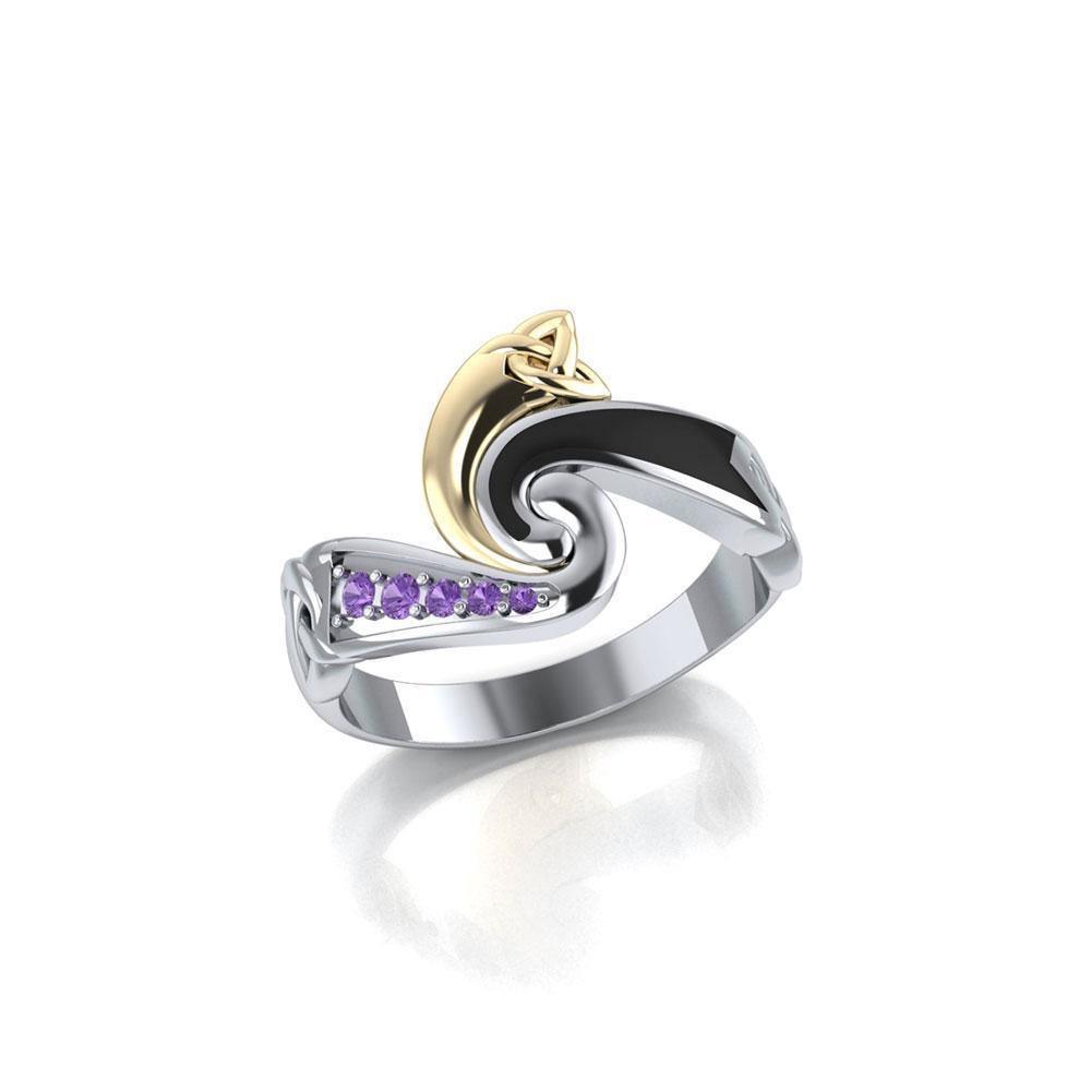Endless and Modern ~ Celtic Triskele Silver and Gold Ring MRI636