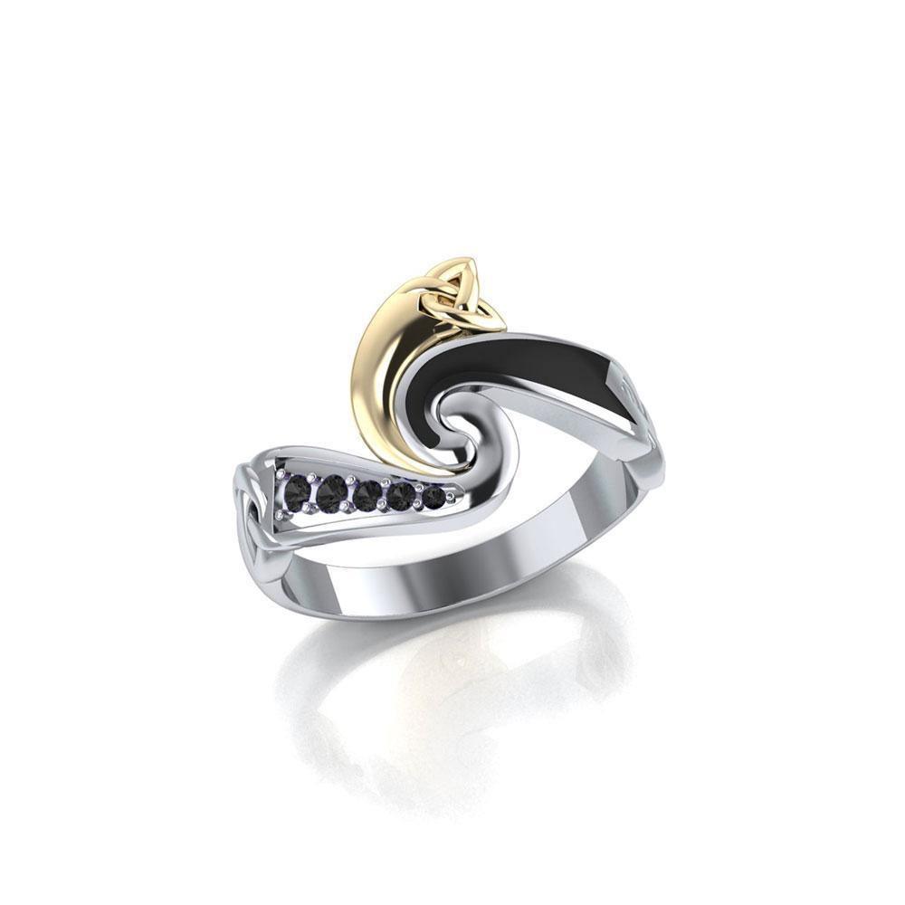 Endless and Modern ~ Celtic Triskele Silver and Gold Ring MRI636