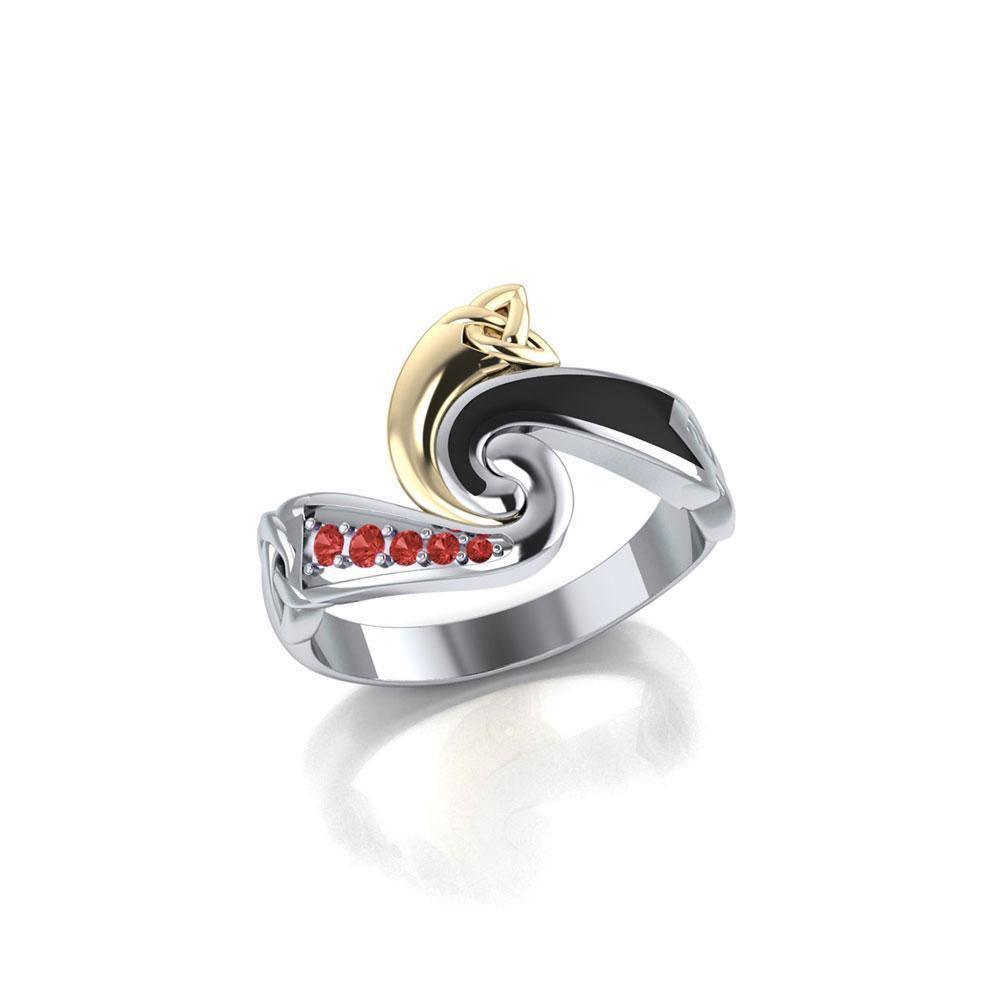 Endless and Modern ~ Celtic Triskele Silver and Gold Ring MRI636