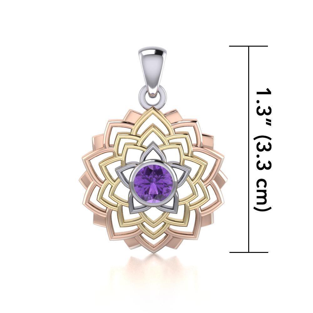 Sahasrara Crown Chakra Lotus Three Tone Pendant OPD1973