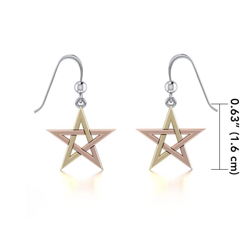 Three Tone Pentagram Pentacle Earrings OTE1171