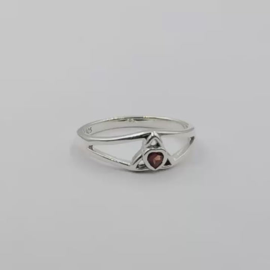 Celtic Trinity Knot Ring With Heart Gemstone TRI2309