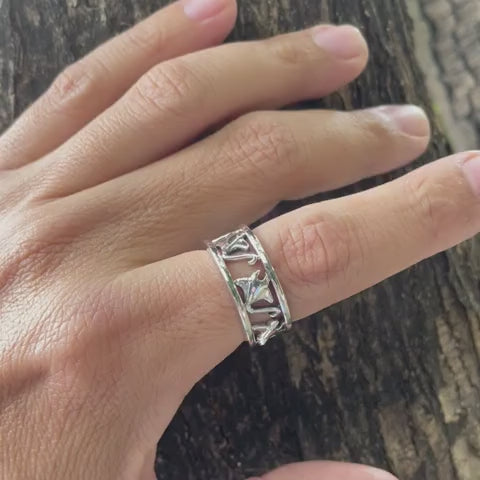 Manta Ray Sterling Silver Hollow Band Ring by DiveSilver TRI2537