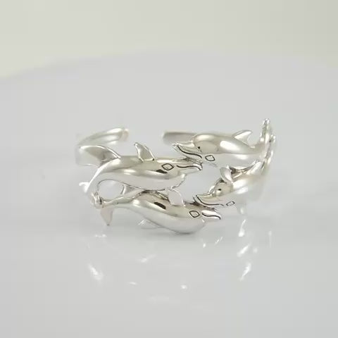 Dolphins Sterling Silver cuff Bracelet TBA192