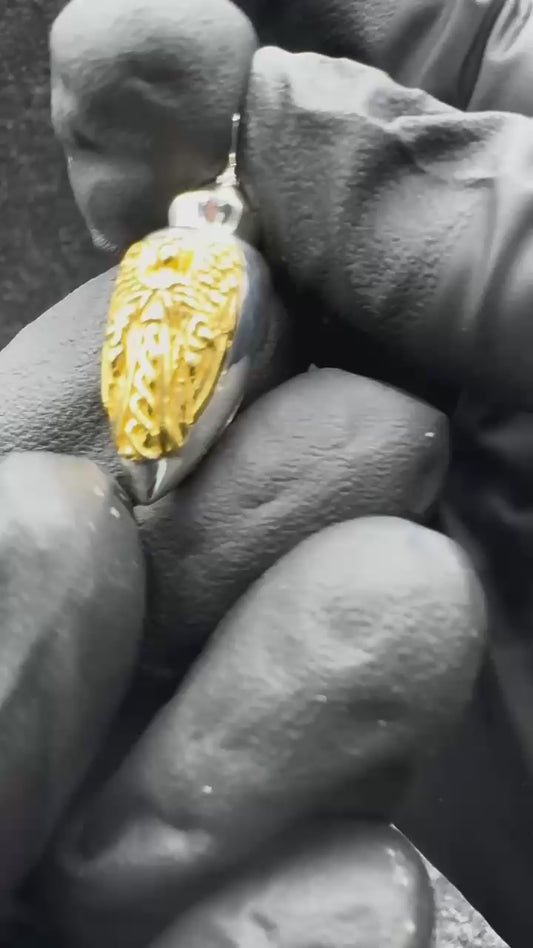 Archangel Uriel Silver and 14K Gold Accent Vial Pendant MPD4068