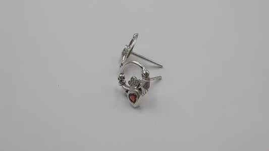 Love in the present moment ~ Claddagh Sterling Silver Post Earrings with Gemstone TE277