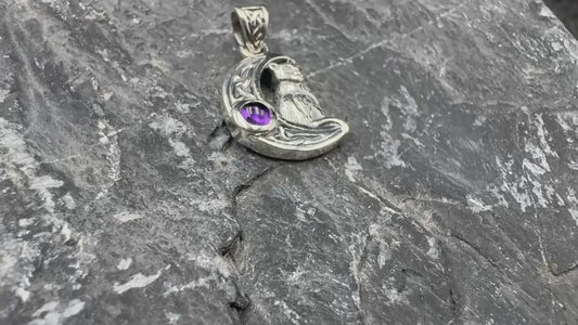 Cat with Celtic Crescent Moon Sterling Silver Pendant TPD4289