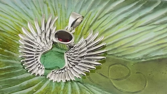 Guardian Angel Wings Silver Pendant with Birthstone TPD5867