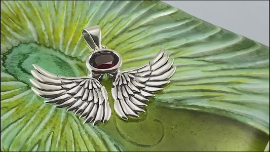 Guardian Angel Wings Silver Pendant with Birthstone TPD5869