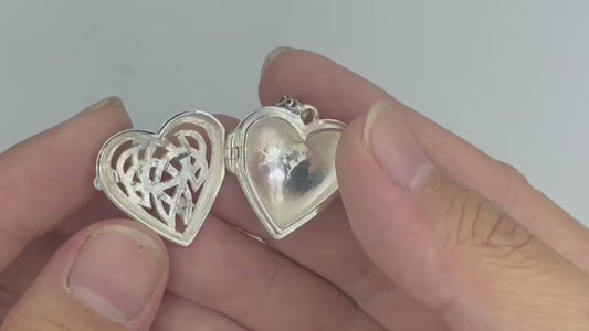 Celtic Heart Aroma Silver and 14K Gold Accent Locket Pendant MPD5040