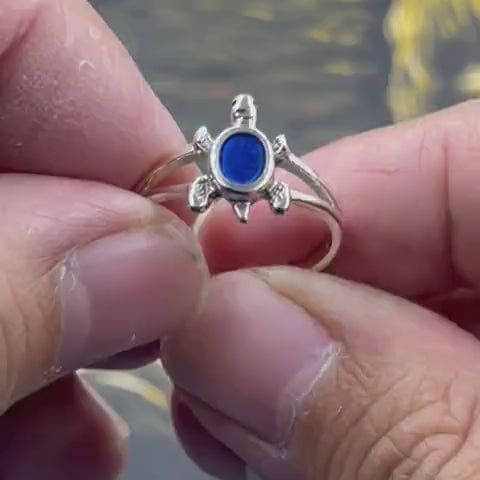 Inlaid Turtle Silver Ring SM181