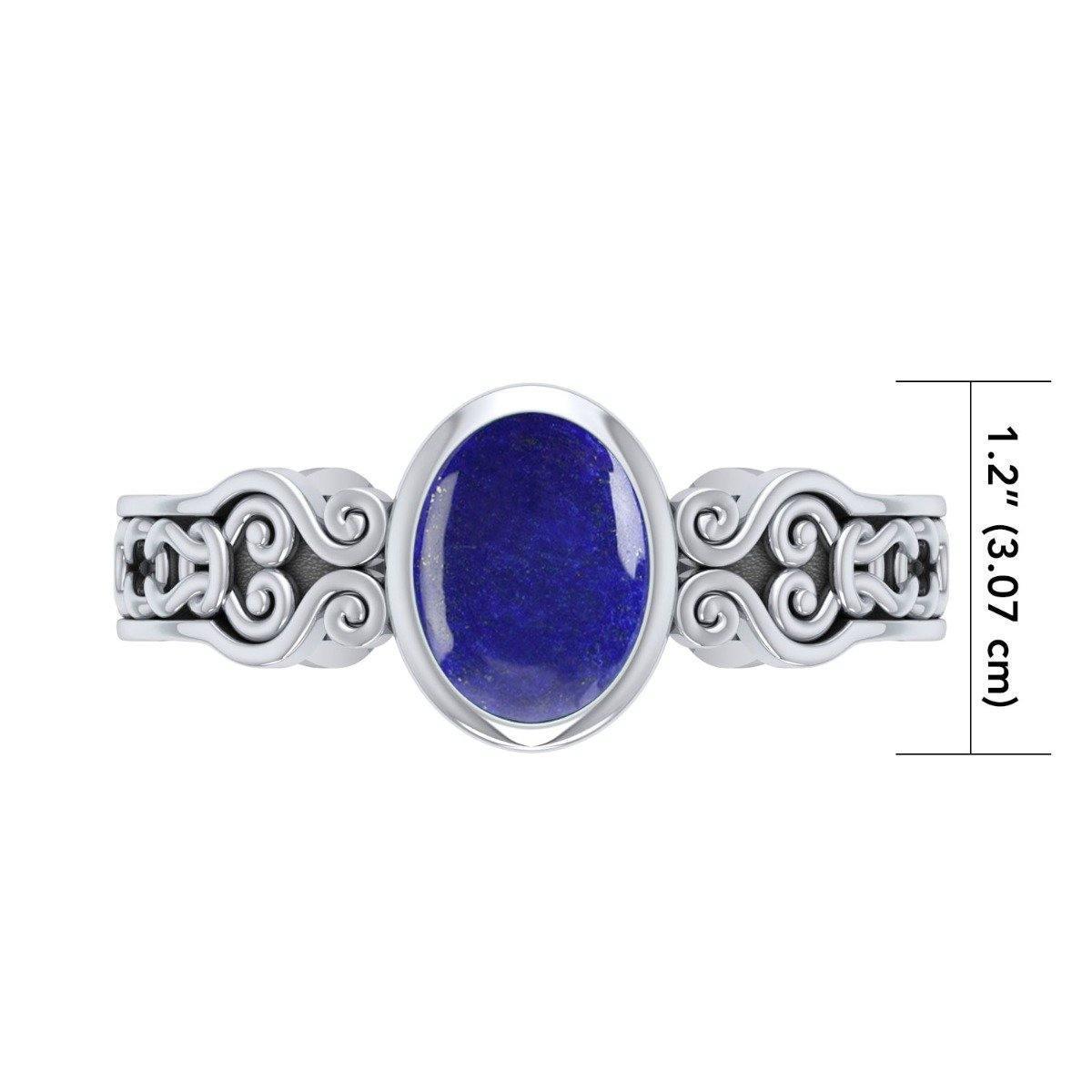 Celtic Knot Spiral Cuff Bracelet with Natural Lapis TBA186