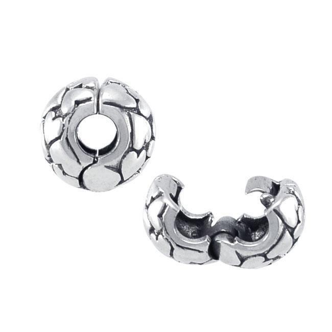 Embossed Heart Sterling Silver Bead TBD174