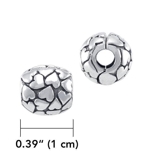 Embossed Heart Sterling Silver Bead TBD174