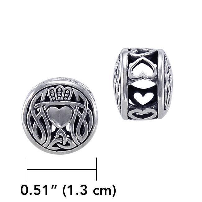 In the modest story of love, friendship, and loyalty ~ Celtic Knotwork Claddagh Sterling Silver Bead TBD189