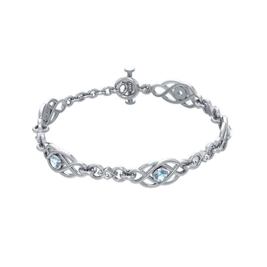 Let it flow endlessly ~ Sterling Silver Celtic Knotwork Bracelet Jewelry with Gemstone TBG097