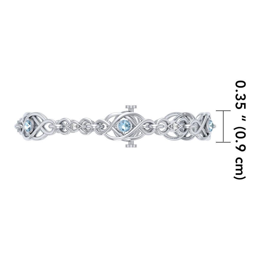 Let it flow endlessly ~ Sterling Silver Celtic Knotwork Bracelet Jewelry with Gemstone TBG097