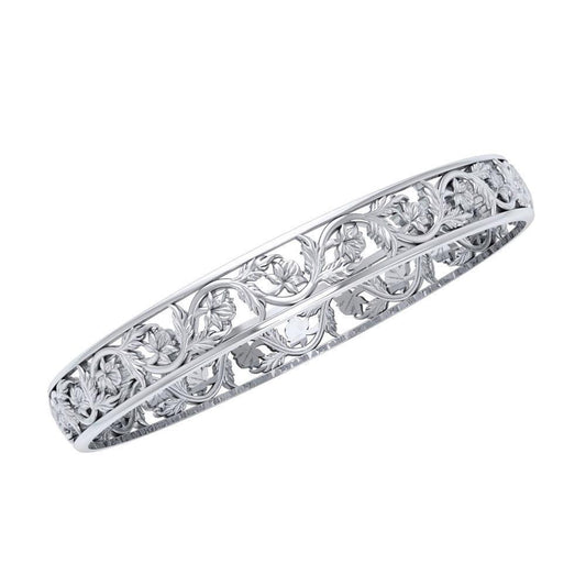 Filigree Flower Silver Bangle TBG128