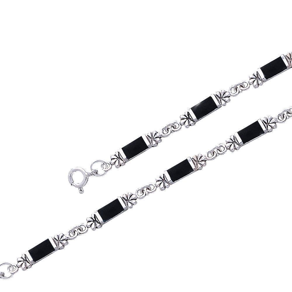 Silver Flower Link Bracelet TBG139