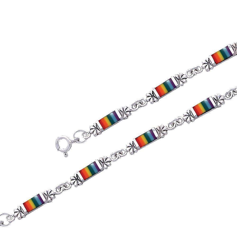 Silver Flower Link Bracelet TBG139