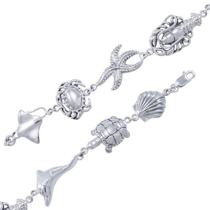 Breathing in the Sealife ~ Sterling Silver Jewelry Link Bracelet TBG352