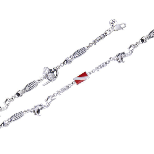 Flag and Dive Equipment Silver Bracelet TBG423