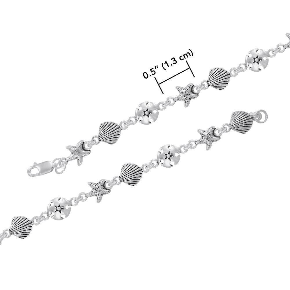 Beach is Life ~ Sterling Silver Jewelry Link Bracelet TBG451