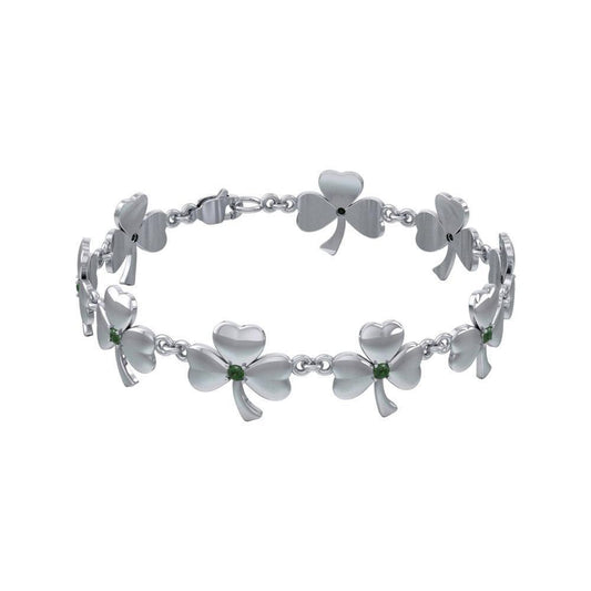 The happiness of the heart ~ Sterling Silver Jewelry Celtic Shamrock Bracelet TBG713