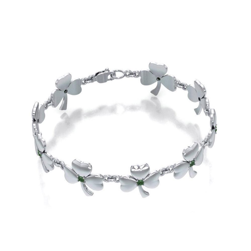 The happiness of the heart ~ Sterling Silver Jewelry Celtic Shamrock Bracelet TBG713